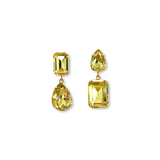 Gold-plated earrings jewellery jewelry mismatched mismatch glass Swarovski crystals crystal oval pear octagon yellow
