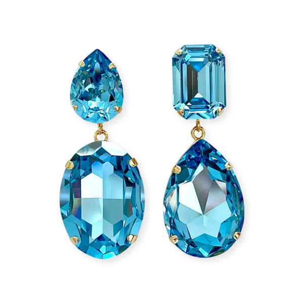 XXL - LIGHT SAPPHIRE Crystal Mismatched Earrings