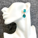 COLOUR BLOCK - TURQUOISE BLUE Crystal Mismatched Earrings