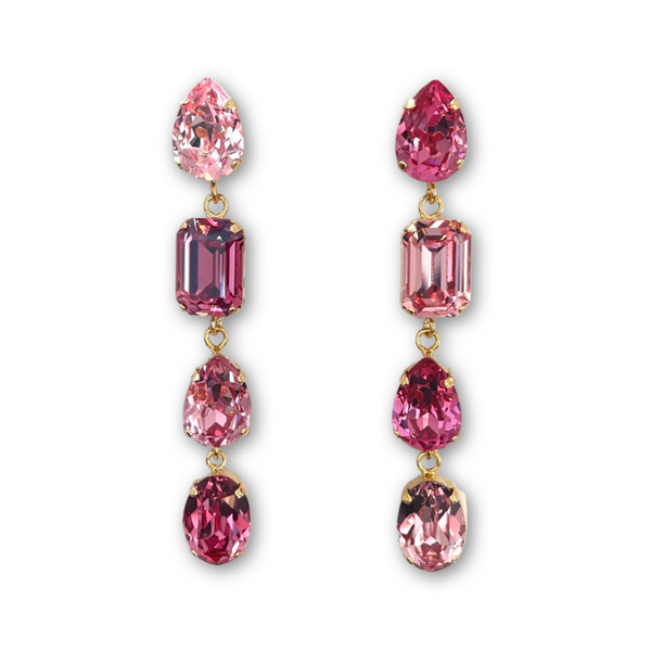 SKINNY MINNY - PINKY PIE Pink Crystal Mismatched Earrings
