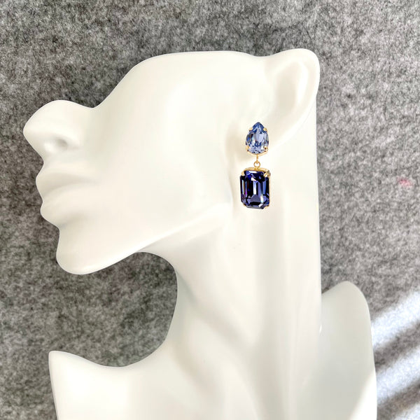 COLOUR BLOCK - LAVENDER PURPLE Crystal Mismatched Earrings